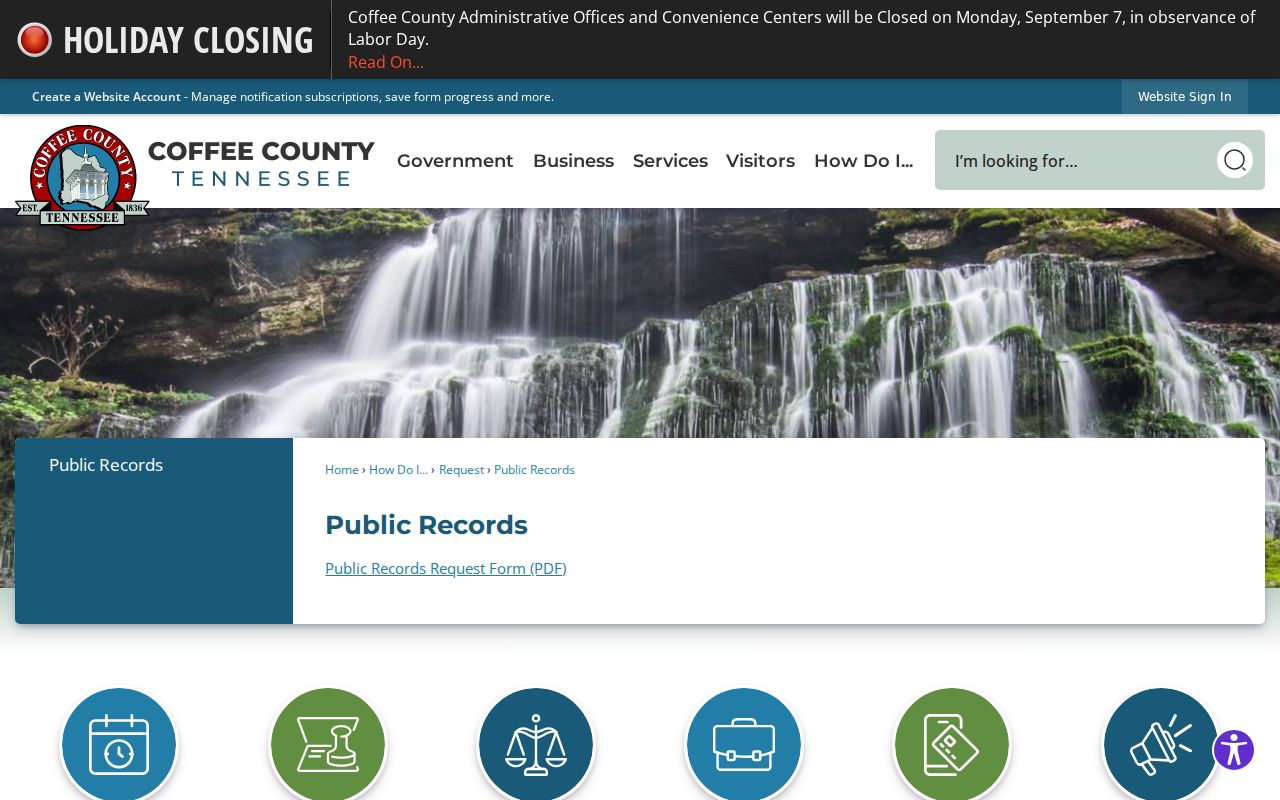 Coffee County public records request page