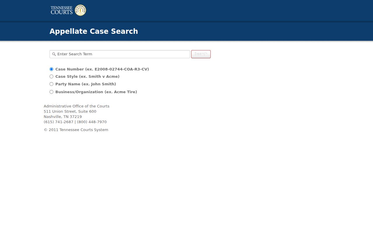 Coffee County case search compared with Tennessee appellate Public Case History
