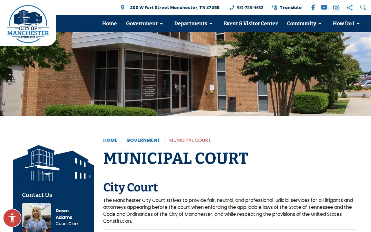 Official Manchester court docket and Municipal Court page