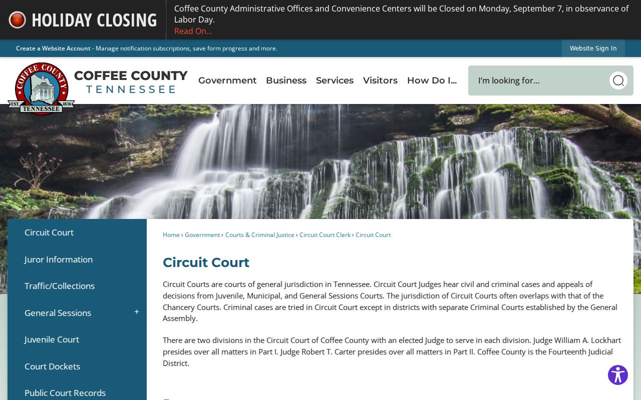 Coffee County court docket Circuit Court divisions