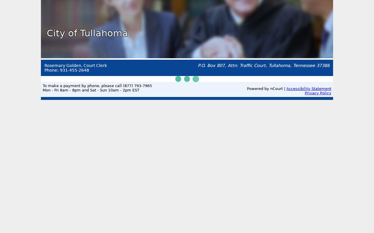 Tullahoma nCourt municipal citation payment page
